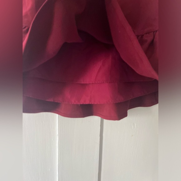 J Crew Mercantile NWT Burgundy Red Flounce Hem Mini Skirt Size 00 - Picture 3 of 5